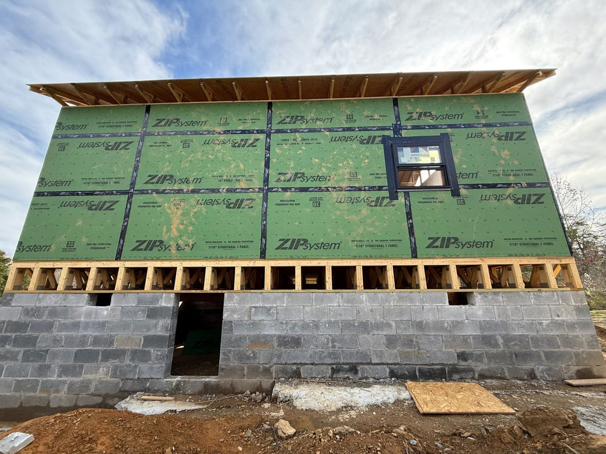 Cabin framing during construction