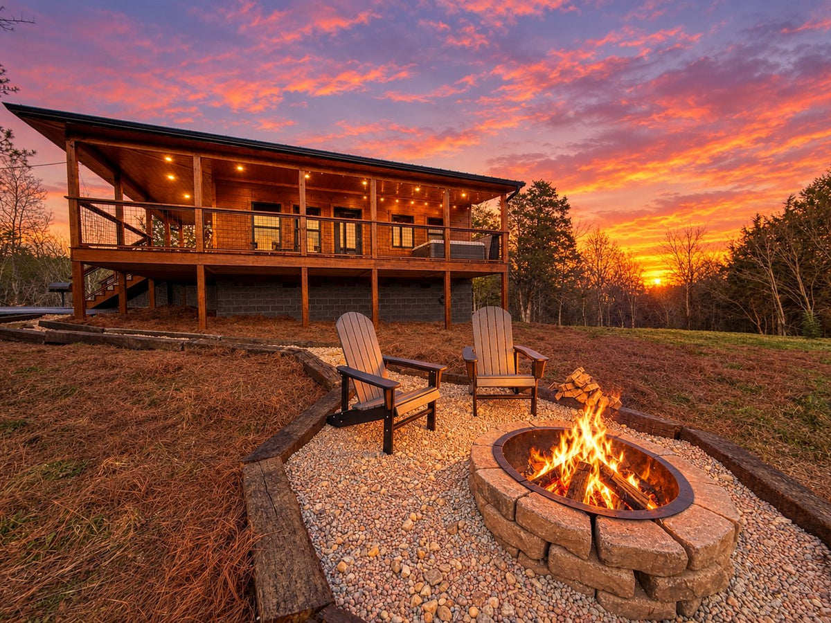 Edited photo, fire pit at dusk